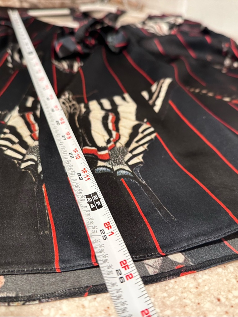 Vintage ERDEM Navy Black Red Stripes Peplum Top Butterflies 100%Silk US 6 EUC - Picture 15 of 16
